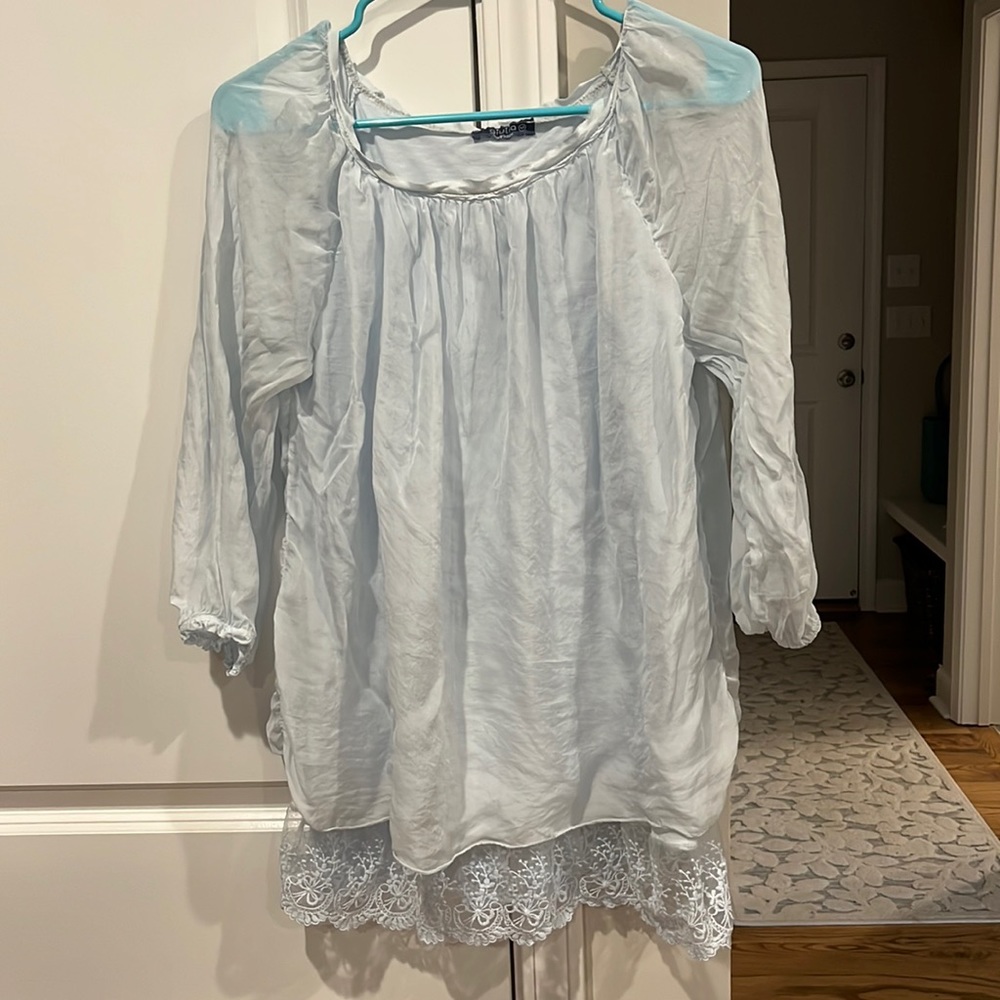 Light blue flowy top